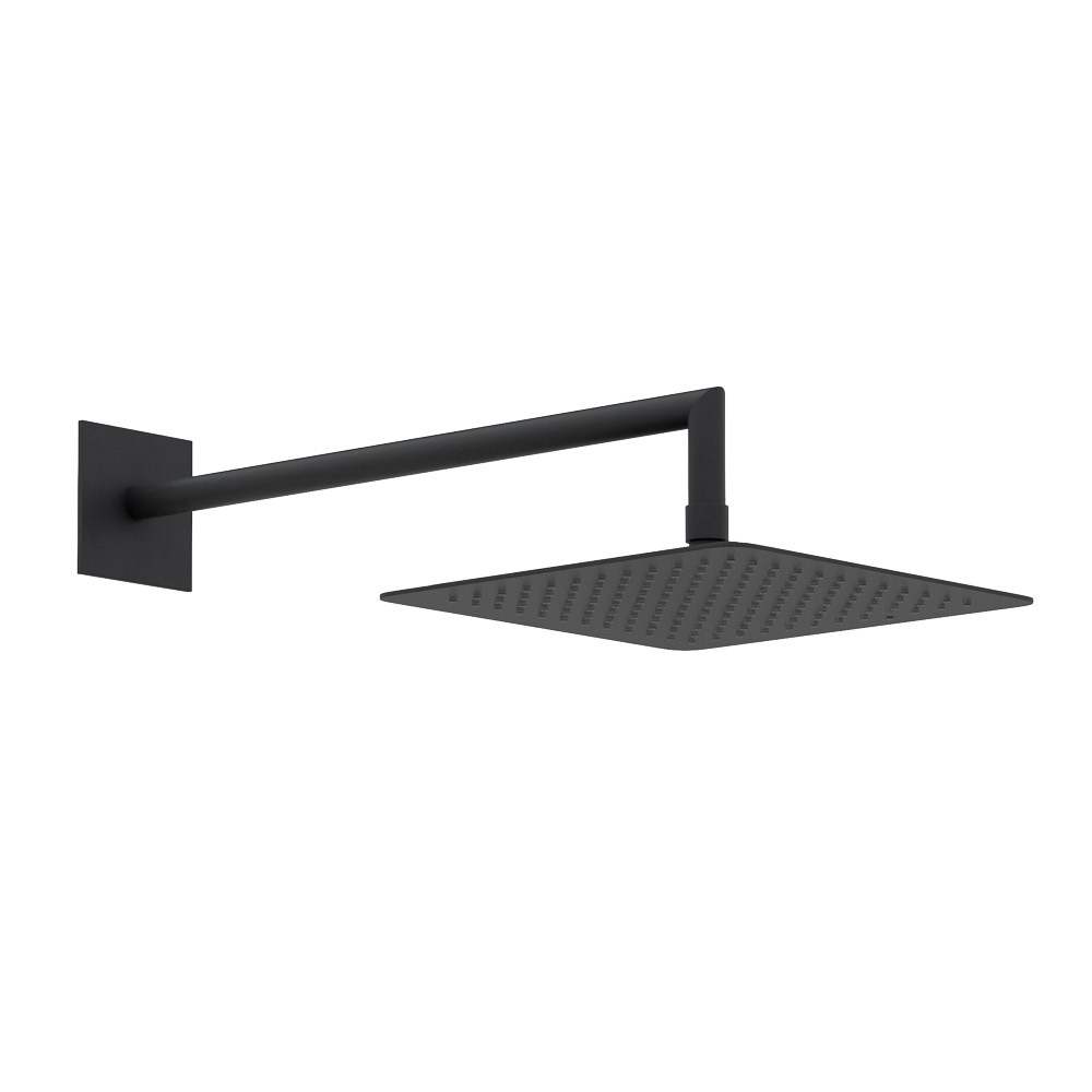 PORTA-DSIPQ-30-NOP Душевая система с переключателем для верхнего и ручного душа, верхний душ из стены, квадратный 30 см, материал металл, исполнение черный матовый - Gidratop.ru изображение