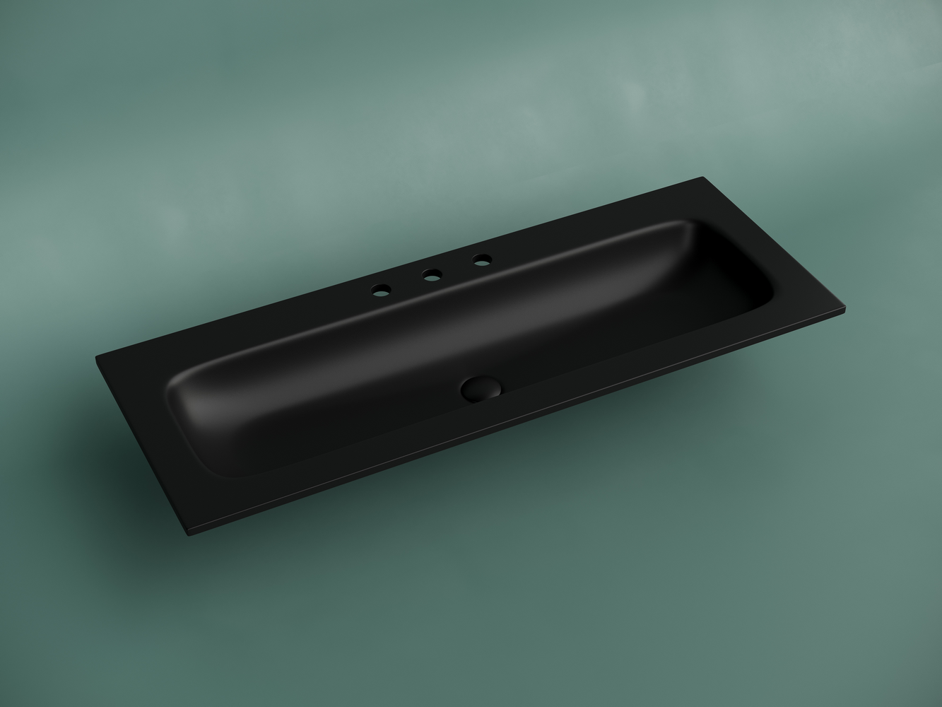 Раковина накладная мебельная CERAMICANOVA Grace прямоугольная 1210x457x137 с тремя отверстиями под смеситель цвет черный матовый CN7024MB - Gidratop.ru изображение