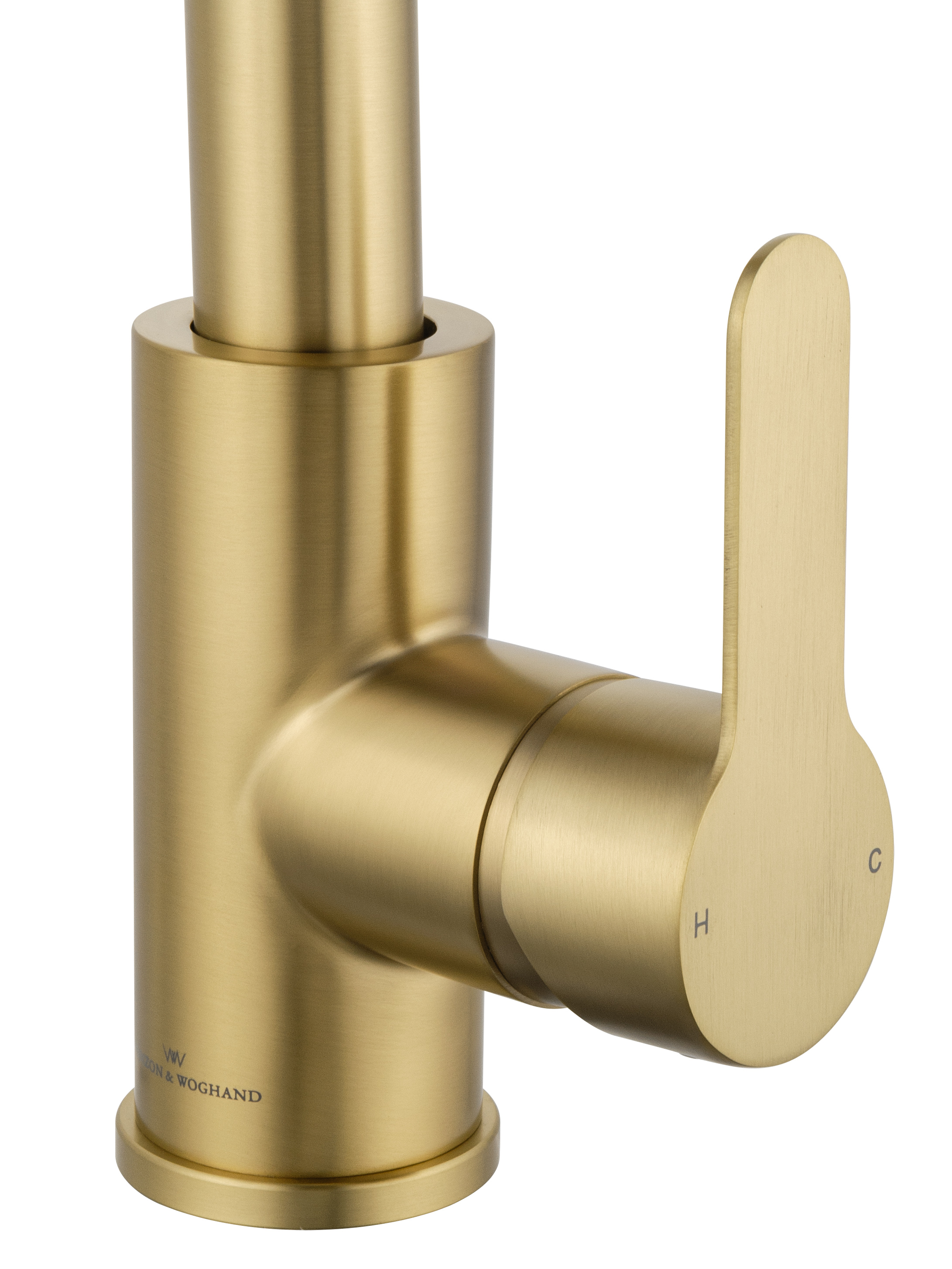 Смеситель для кухни с выдвижным изливом WONZON & WOGHAND, Брашированное золото (WW-121E201L-BG) - Gidratop.ru изображение