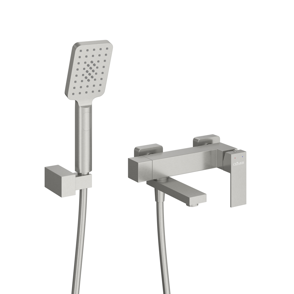 SLIDER-VD-IN Смеситель для ванны и душа однорычажный в комплекте с ручным душем, шлангом и держателем, сатин - Gidratop.ru изображение