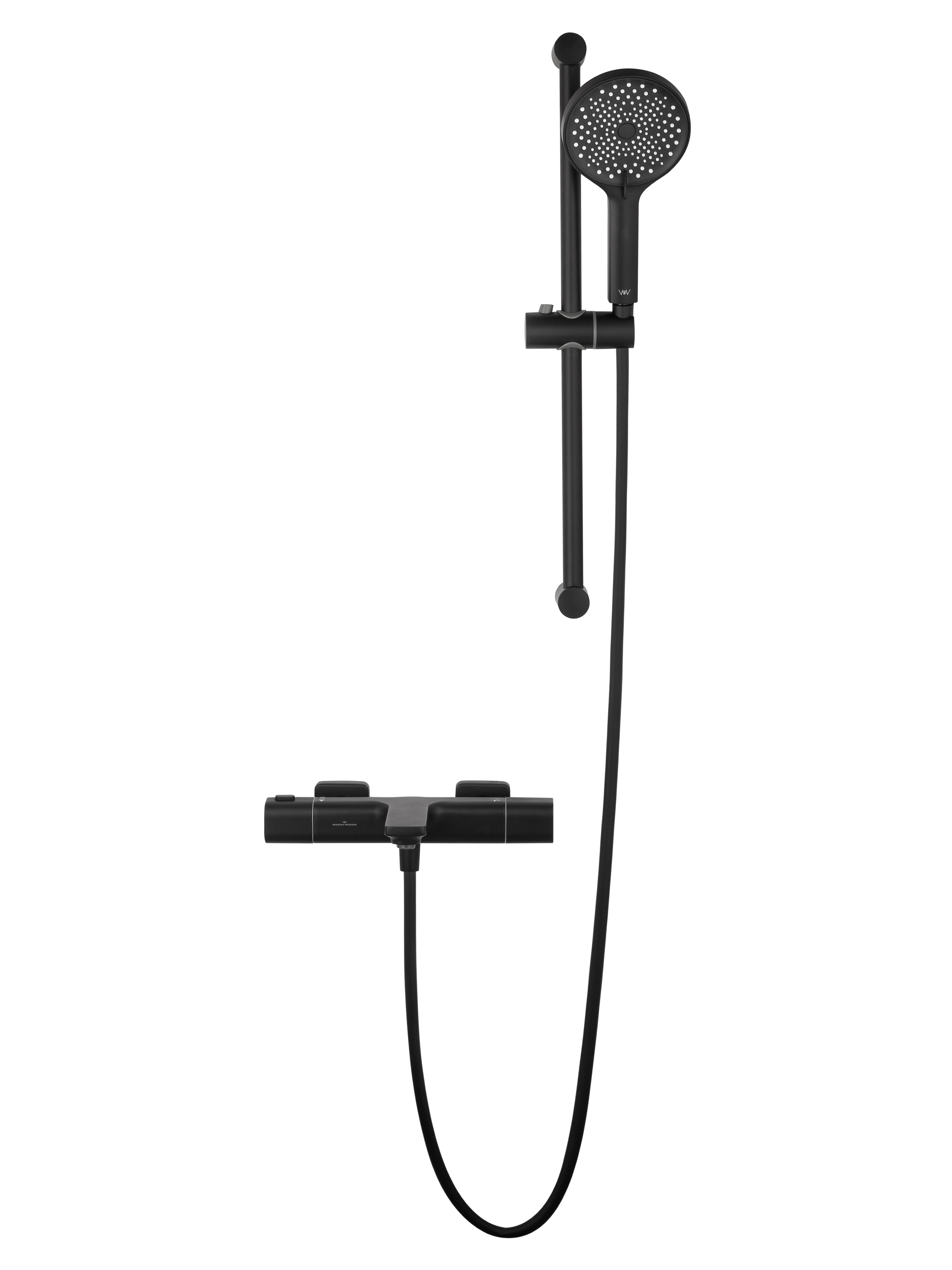 Смеситель для ванны с душем и термостатом WONZON & WOGHAND SOLID, Черный матовый (WW-C2011-A-MB) - Gidratop.ru изображение