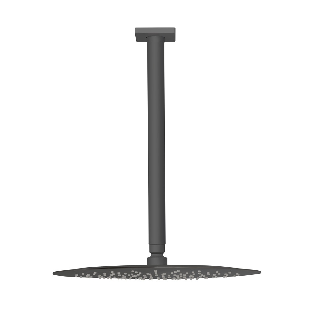 CZR-B-TDDR-30/30-NOP Верхний душ круглый, диаметр 30 см, с потолочным изливом 30 см, нержавеющая сталь, Чёрный матовый - Gidratop.ru изображение