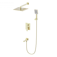 Душевая система встраиваемая WONZON & WOGHAND CUBE 2.0, Брашированное золото (WW-88087068-BG) - Gidratop.ru изображение