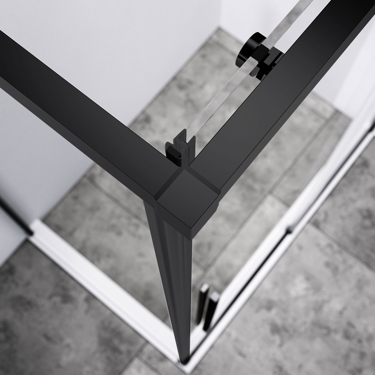 Душевой уголок Slim-N VSR-4SN9011CLB, 1100*900, черный, стекло прозрачное - Gidratop.ru изображение