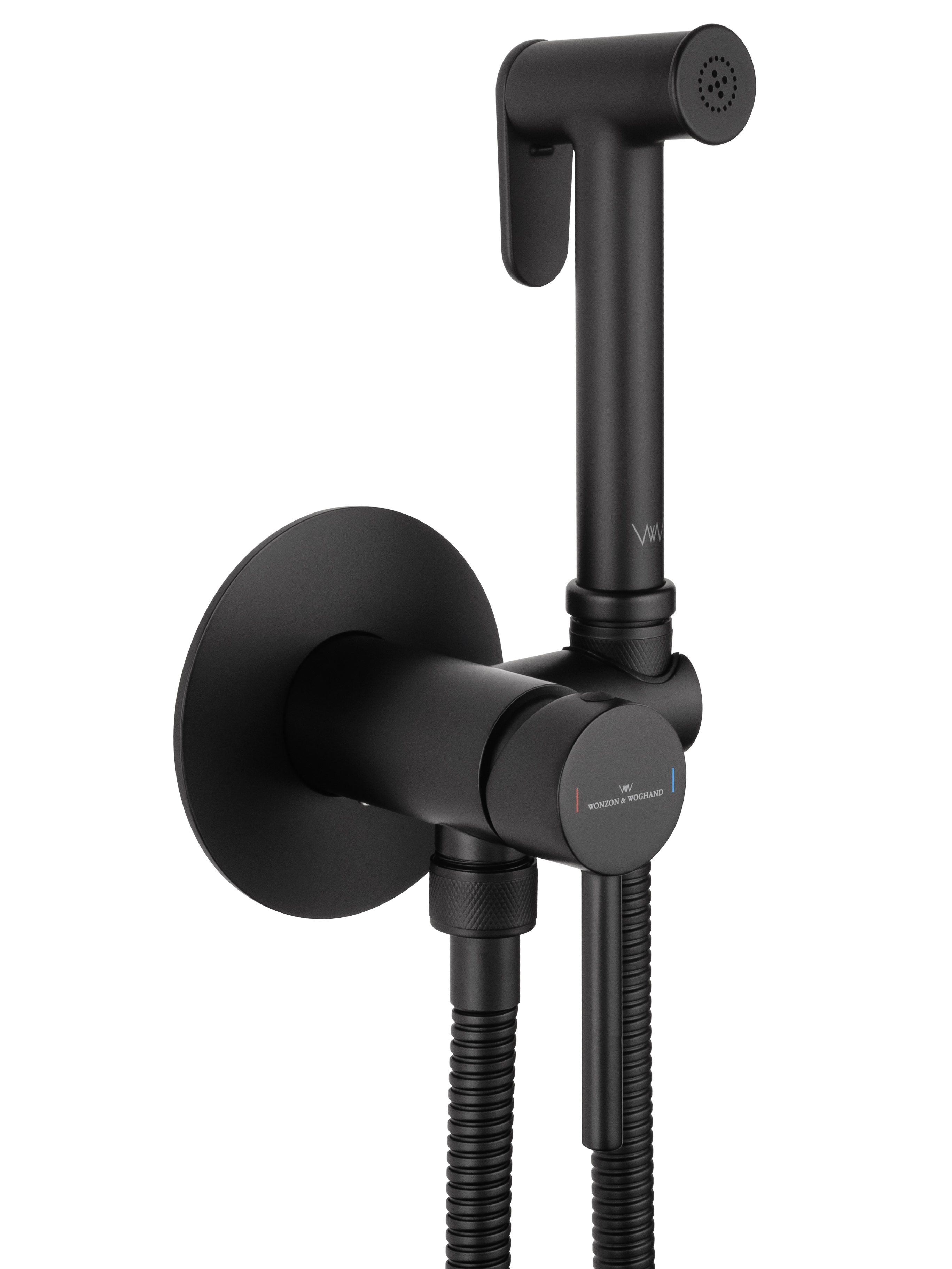 Смеситель с гигиеническим душем встраиваемый WONZON & WOGHAND STICK, Черный матовый (WW- 88829902-MB) - Gidratop.ru изображение