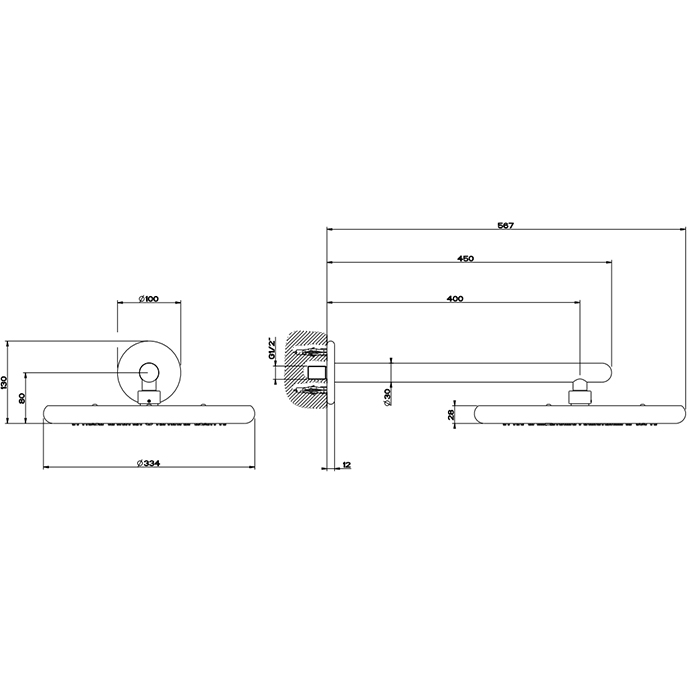 Gessi Goccia верхний душ для настенного крепления Oslash;306мм, цвет: белый - Gidratop.ru изображение