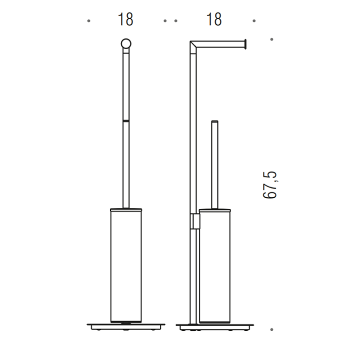 Colombo Mini Стойка напольная с держателем т/б, ерш H61,5cм D18cм, цвет: черный матовый - Gidratop.ru изображение