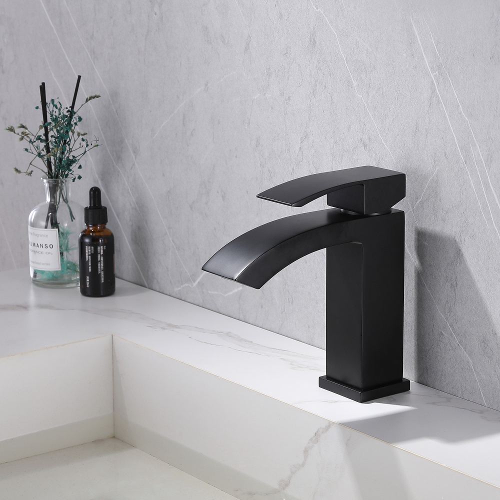 Смеситель ABBER Wasserfall AF8610B для раковины, черный матовый - Gidratop.ru изображение