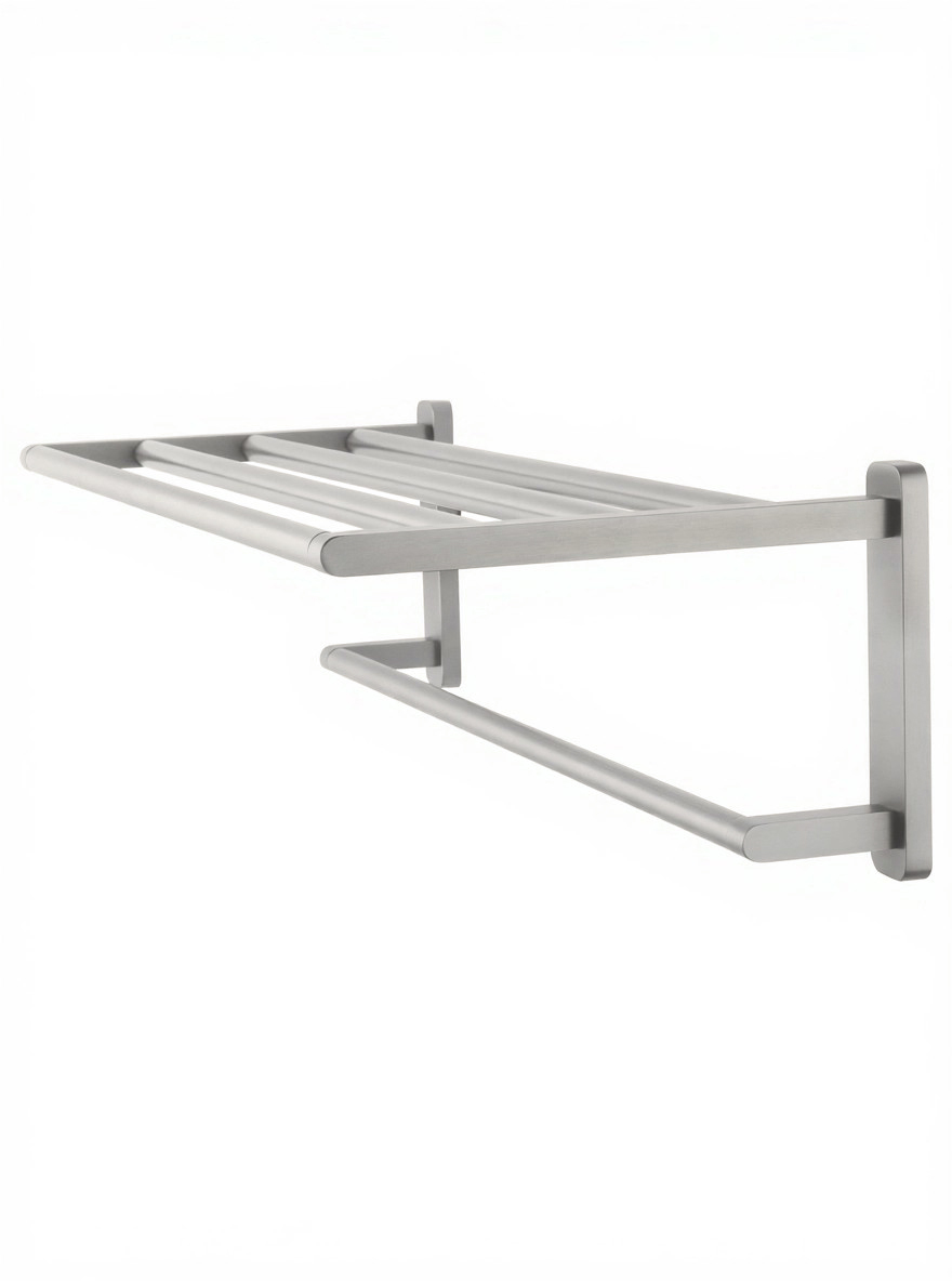 Полотенцедержатель с полкой WONZON & WOGHAND GRAFFITY, Брашированный никель (WW-9381-BN) - Gidratop.ru изображение