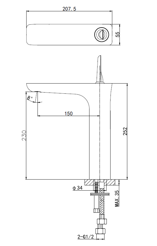 Смеситель для раковины высокий WONZON & WOGHAND SHARK, Хром (WW-48B1102-CR) - Gidratop.ru изображение