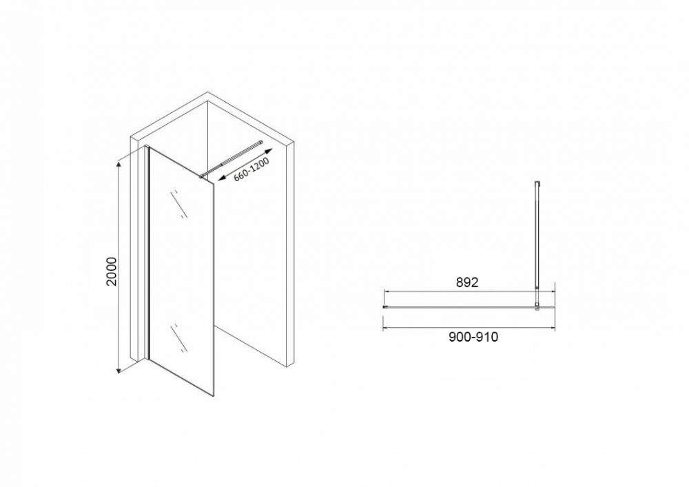 Душевая перегородка ABBER Immer Offen AG61091R8 - Gidratop.ru изображение