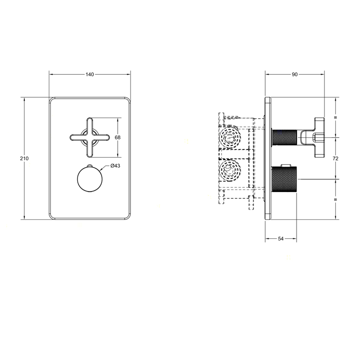 GESSI INCISO встраиваемый термостатический смеситель на 1 источник, резьба 1/2 (внешняя часть), цвет: finox - Gidratop.ru изображение