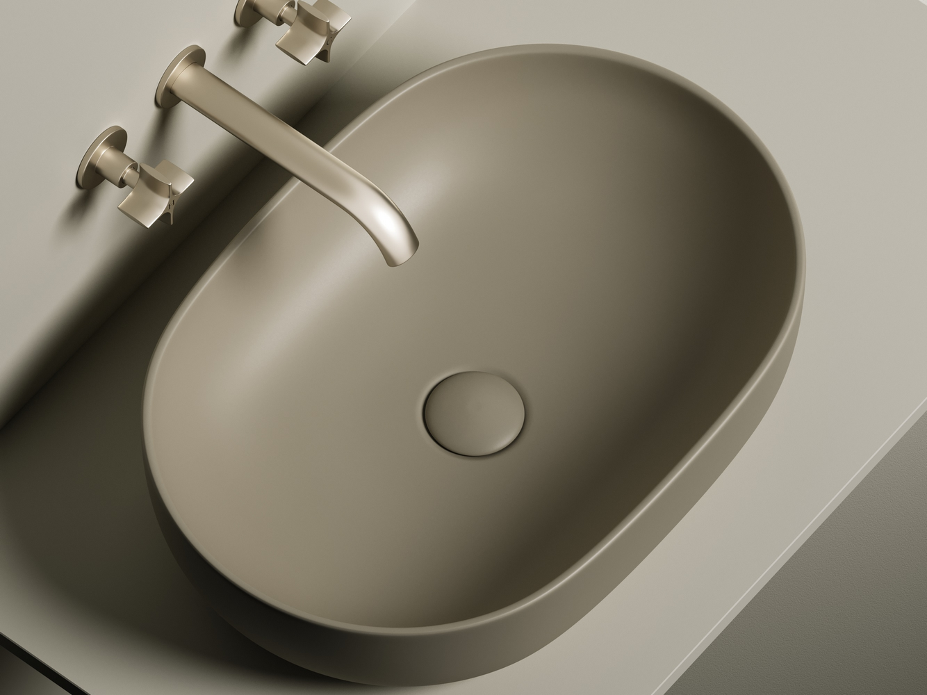Умывальник чаша накладная овальная (цвет Капучино Матовый) Element 600x415x135мм - Gidratop.ru изображение