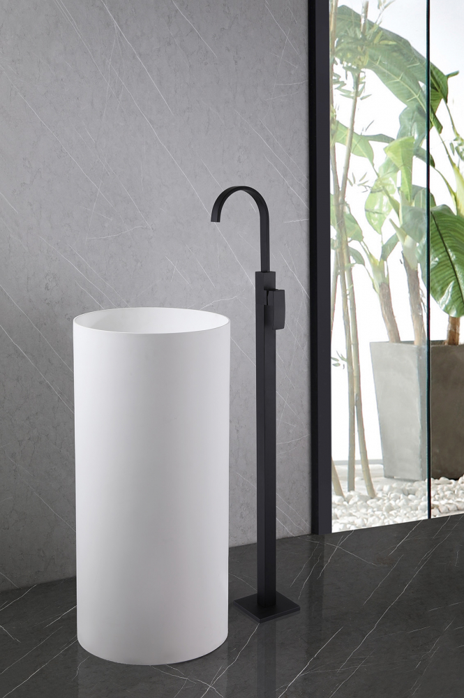 Смеситель ABBER Wasserfall AF8640B напольный для раковины, черный матовый - Gidratop.ru изображение