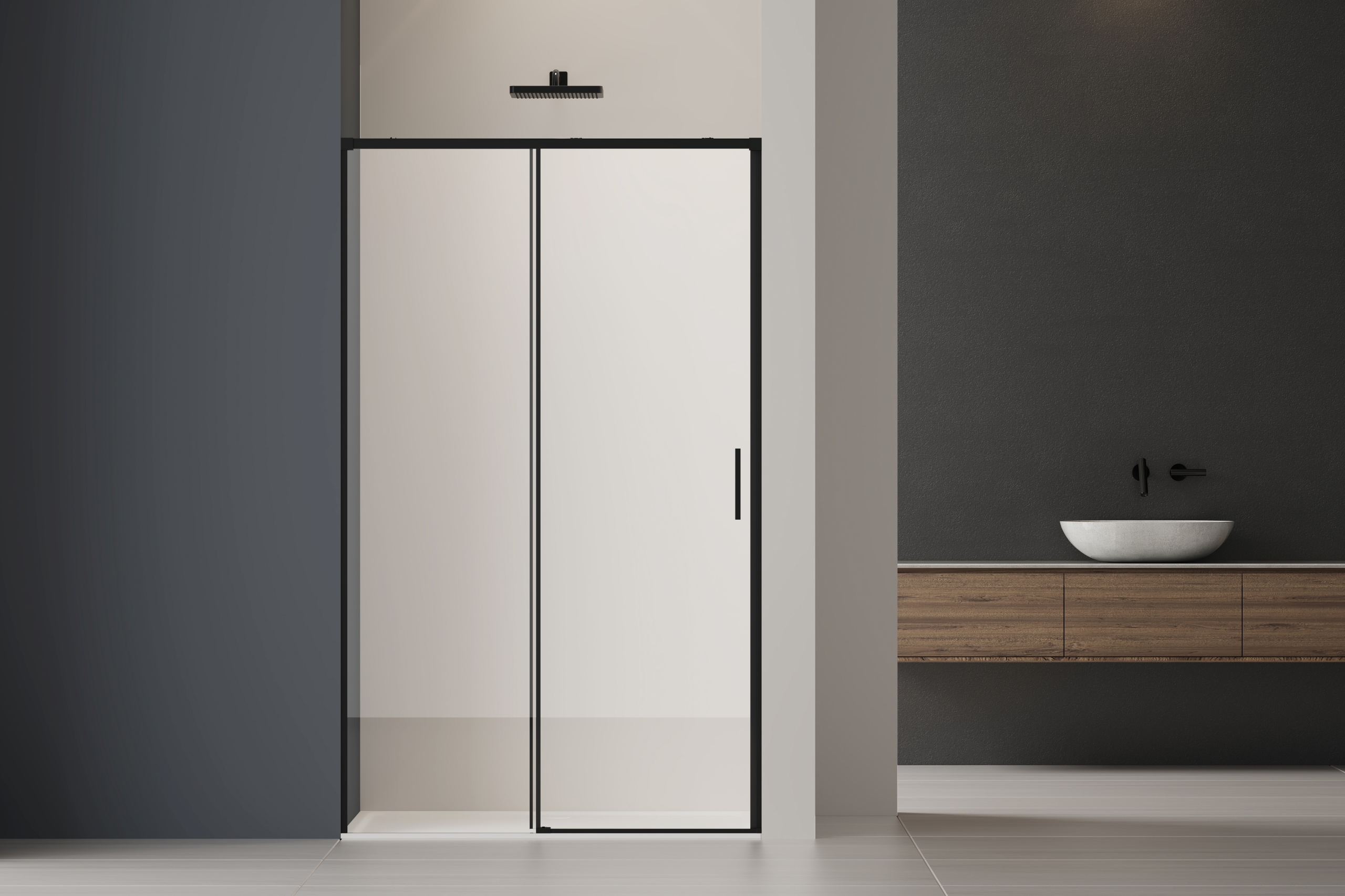 Душевая дверь Soft 2 VDS-3SO2130CLB, 1300, черный, стекло прозрачное - Gidratop.ru изображение
