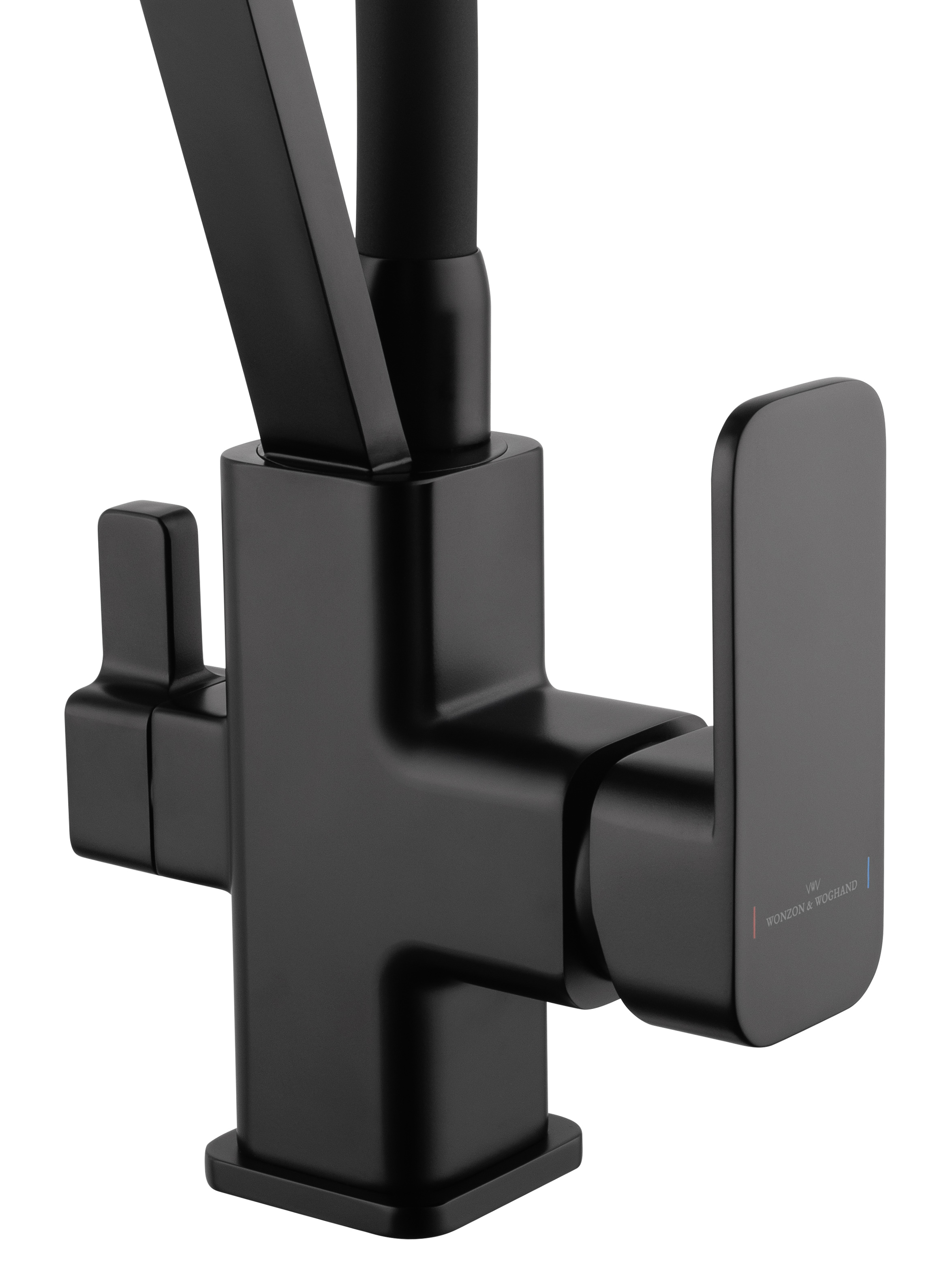 Смеситель для кухни с гибким изливом и подключением фильтра WONZON & WOGHAND, Черный матовый (WW-88458013-MB) - Gidratop.ru изображение