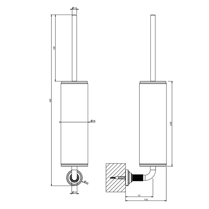 GESSI VENTI20 ершик для унитаза подвесной, цвет белый, фурнитура хром - Gidratop.ru изображение