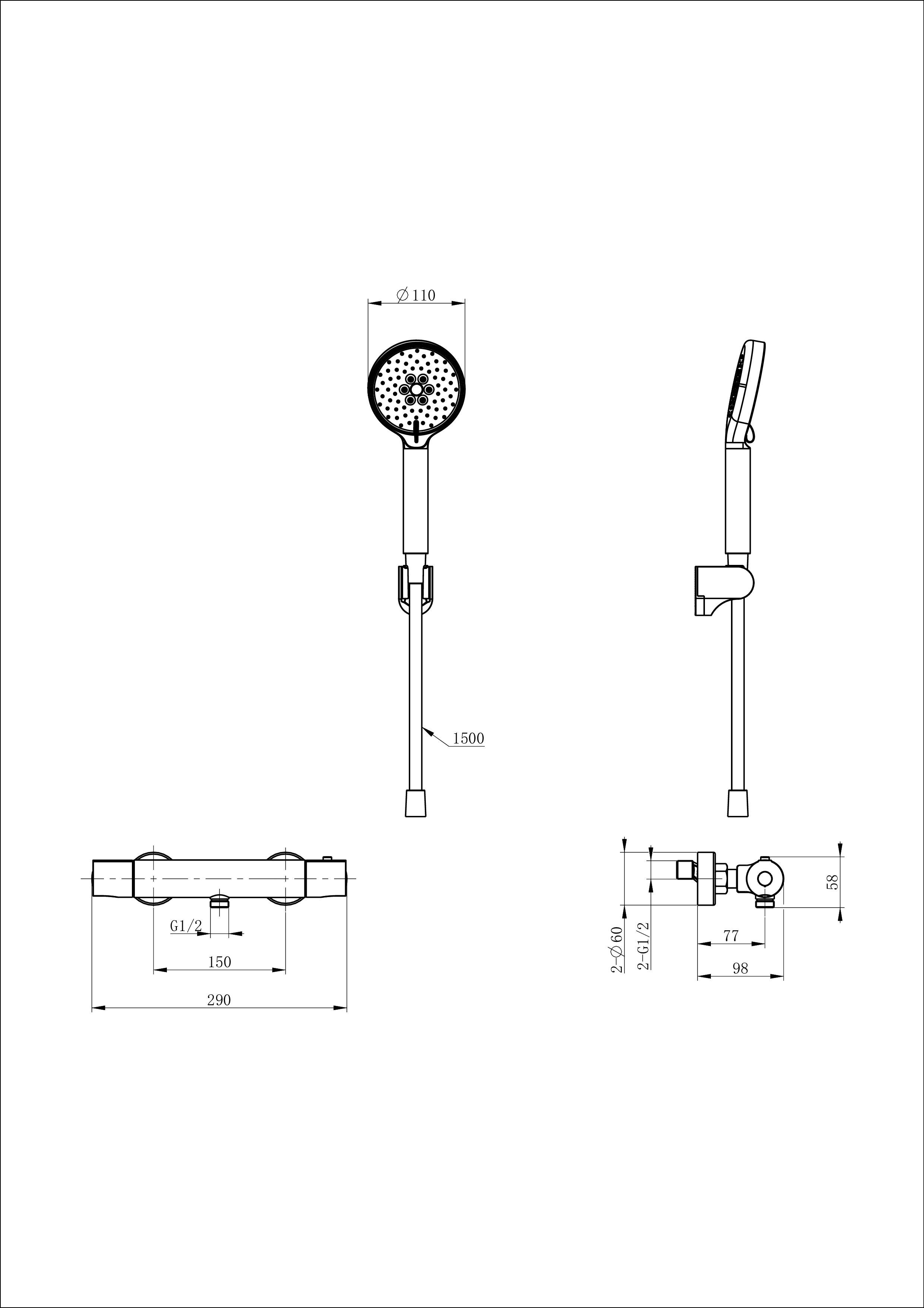 Смеситель для душа с термостатом WONZON & WOGHAND INN 6, Хром (WW-B2029-A-CR) - Gidratop.ru изображение
