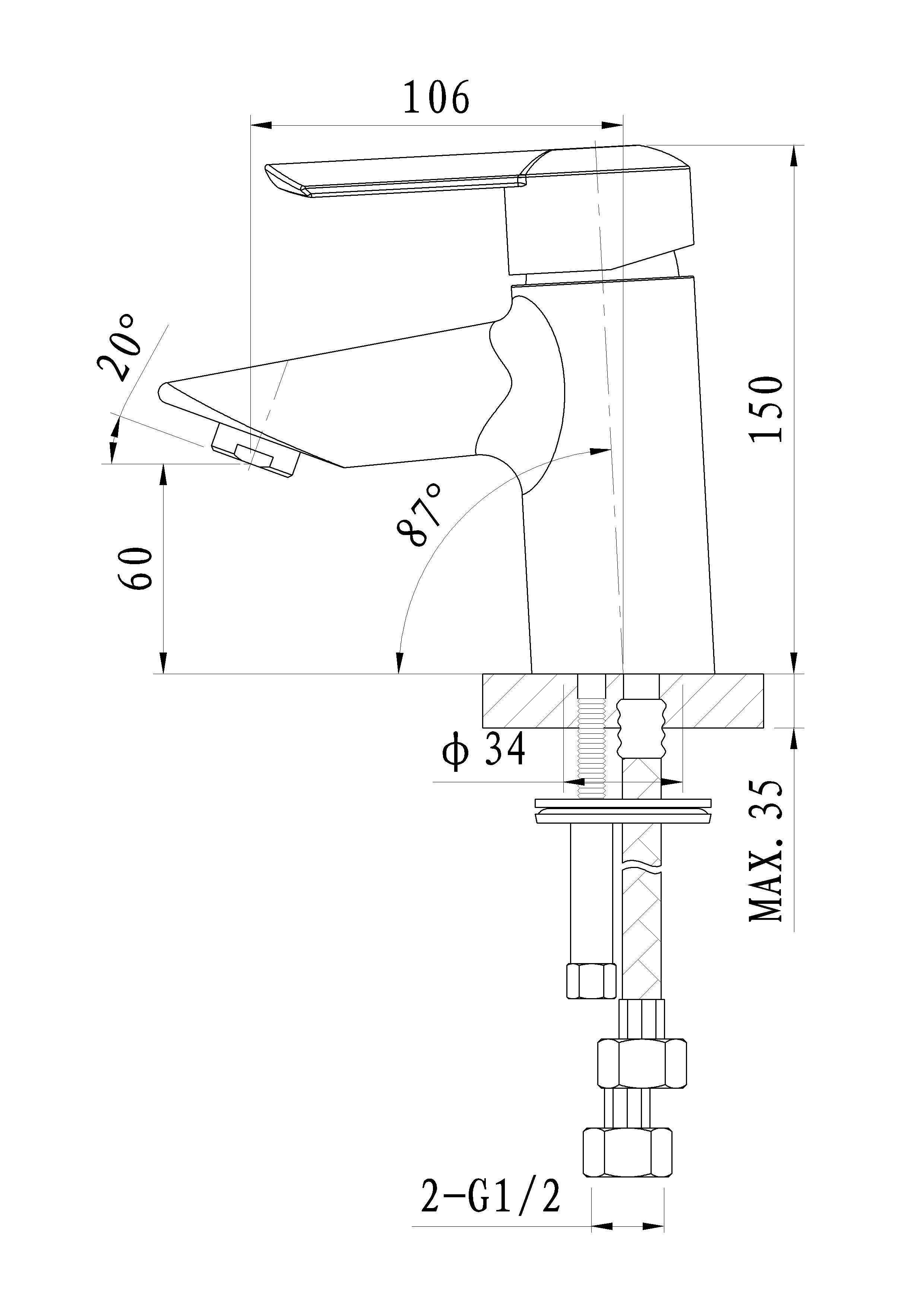 Смеситель для раковины WONZON & WOGHAND BAROQUE, Хром (WW-191101-CR) - Gidratop.ru изображение