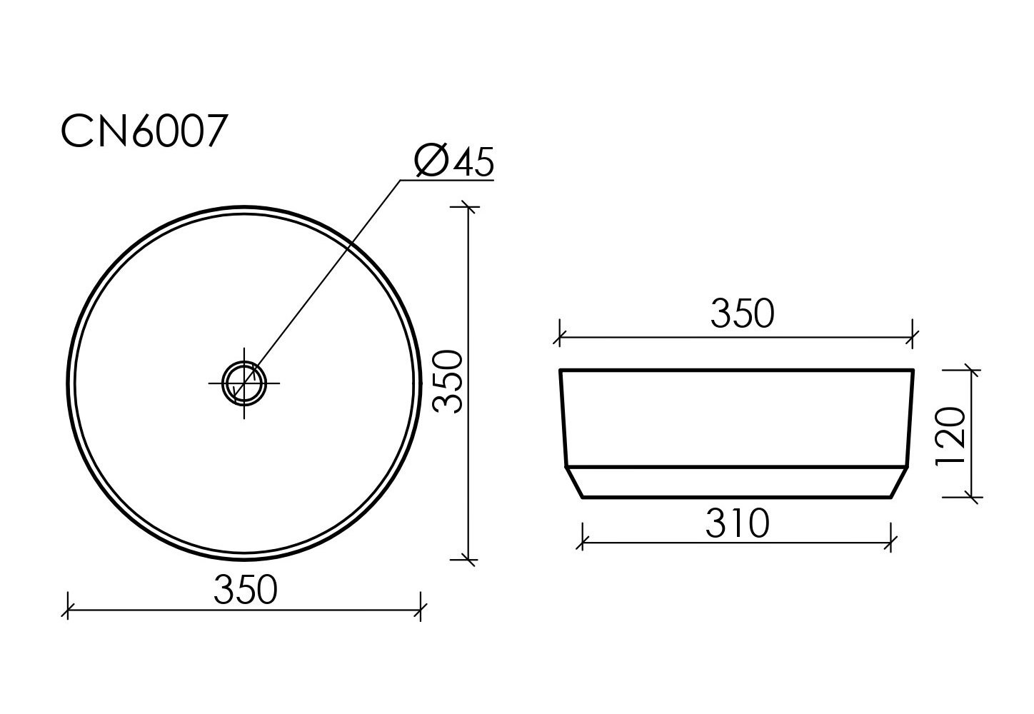 Умывальник чаша накладная круглая (цвет Черный Матовый) Element 355x355x125мм - Gidratop.ru изображение