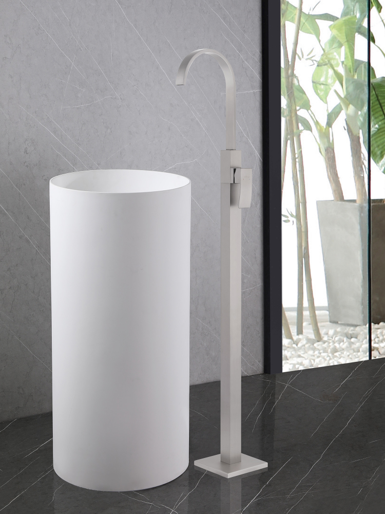 Смеситель ABBER Wasserfall AF8640SP напольный для раковины, сатин - Gidratop.ru изображение