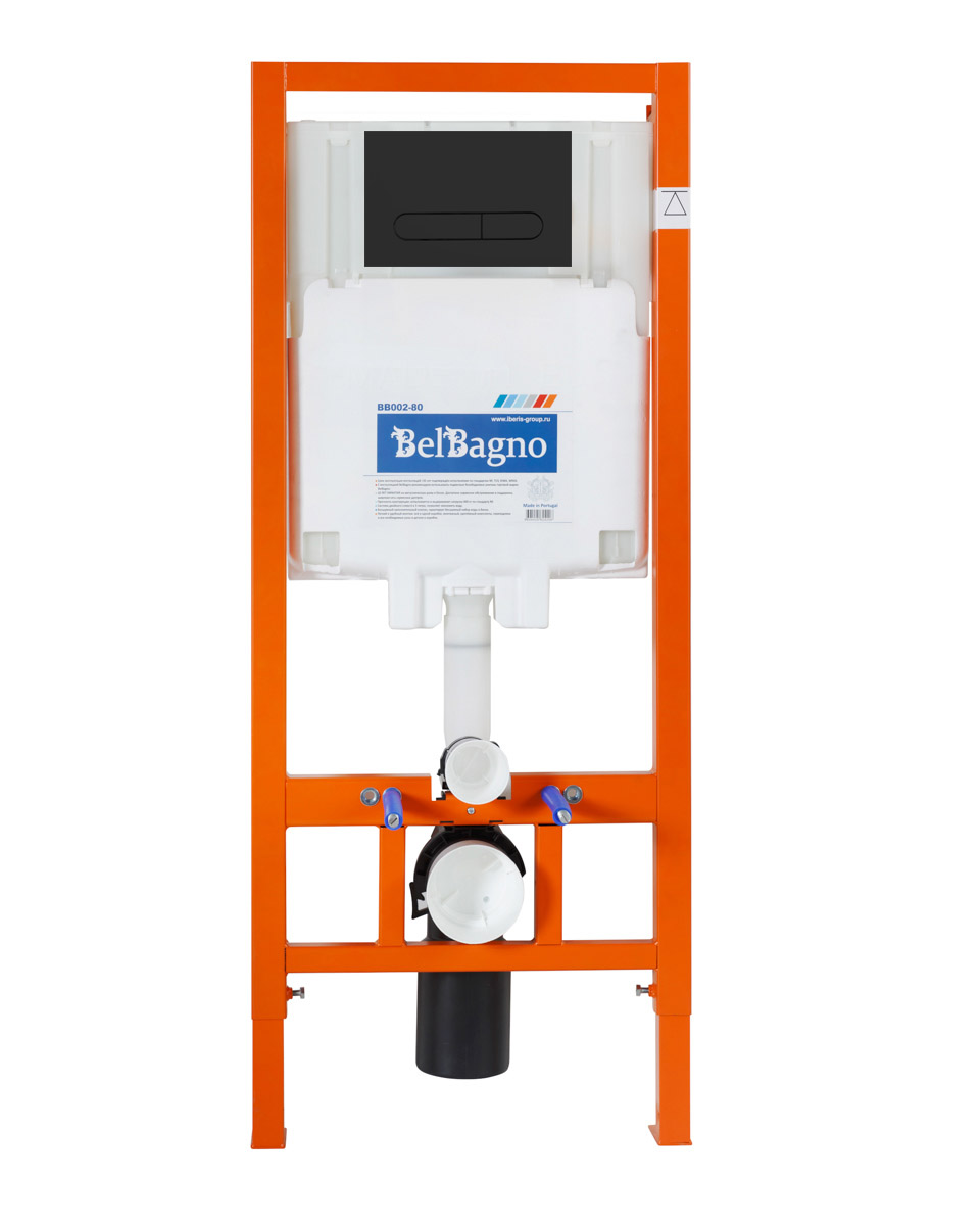Комплект 4 в 1 Унитаз подвесной BelBagno SELA BB3201CHR-MB с сиденьем BB3201SC-MB + Система инсталляции для унитазов BelBagno BB002-80 с кнопкой смыва BB007-PR-NERO.M - Gidratop.ru изображение