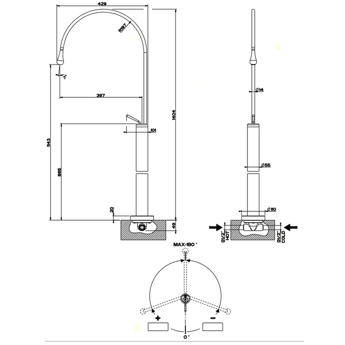 Gessi встраиваемая часть напольного смесителя/отдельностоящего излива для раковины (Со склада продаем со смесителем 33624/33628) - Gidratop.ru изображение