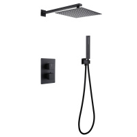 Душевая система ABBER Daheim AF8251B скрытого монтажа без излива, термостат, черная матовая - Gidratop.ru изображение