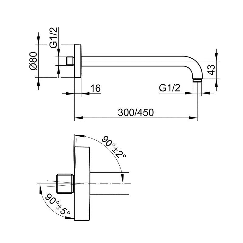 Держатель верхнего душа Keuco Elegance 51688370300, 30 см, цвет черный матовый - Gidratop.ru изображение