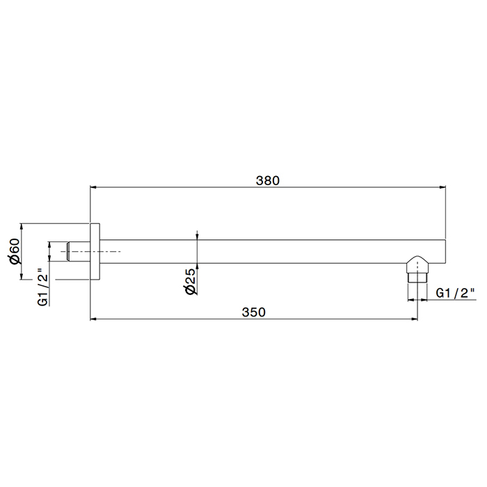 Newform X-STEEL 316 Кронштейн для верхнего душа, настенный., L=350 мм, G1/2" , цвет: PVD Brushed copper bronze - Gidratop.ru изображение