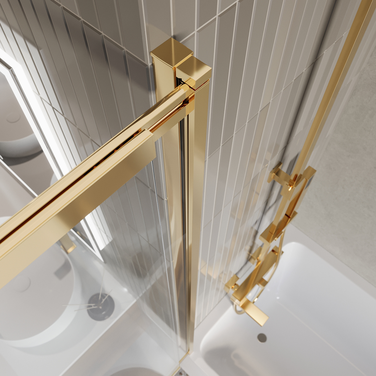 Душевая шторка на ванну BelBagno LUCE-VF-11-90/145-C-ORO - Gidratop.ru изображение