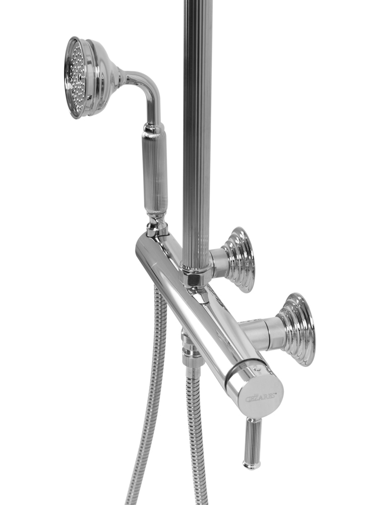 OLIMP-CD-01-L Душевая стойка со смесителем для верхнего и ручного душа, исполнение хром - Gidratop.ru изображение