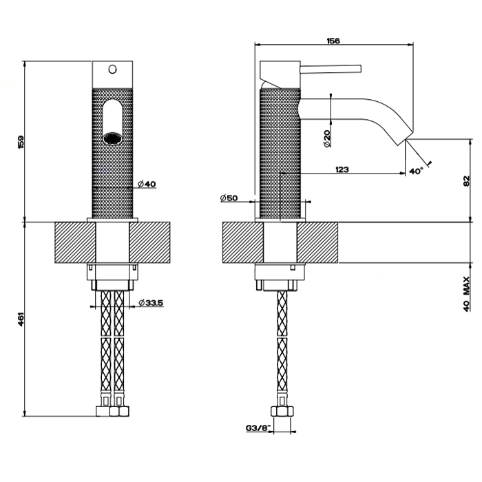GESSI 316 смеситель для раковины на 1 отверстие, без донного клапана, излив 123мм, цвет: steel brushed - Gidratop.ru изображение