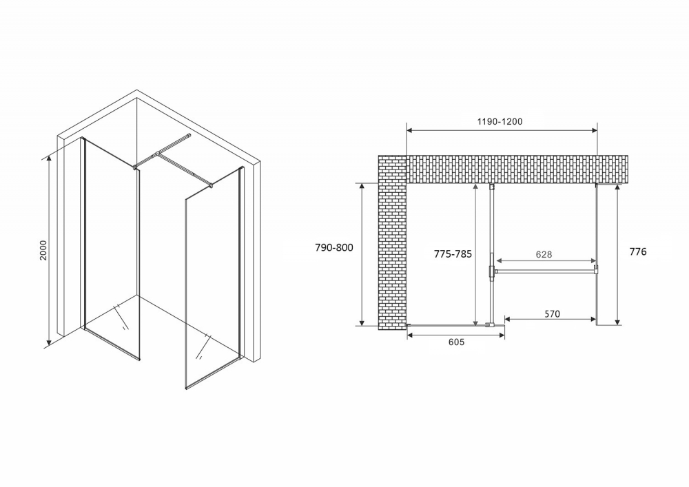 Душевой уголок ABBER Immer Offen AG67128B - Gidratop.ru изображение