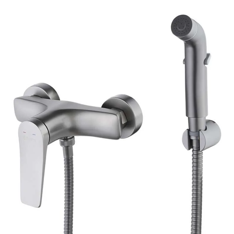 Смеситель Lemark Bronx LM3718GM с гигиеническим душем, графит - Gidratop.ru изображение