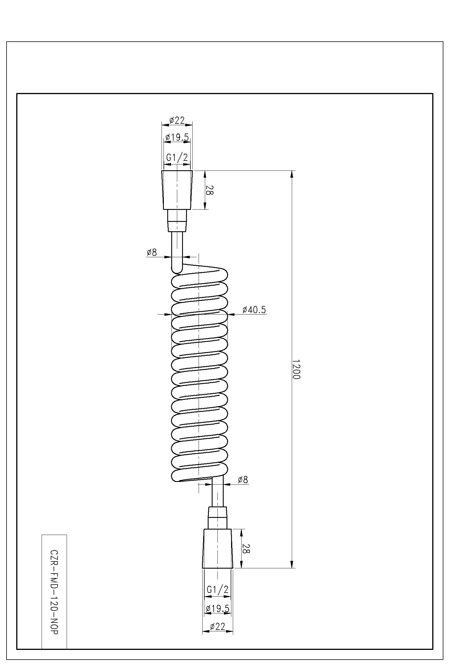 CZR-FMH-120-NOP Гибкий спиральный шланг, длина 1,2 м, чёрный матовый - Gidratop.ru изображение