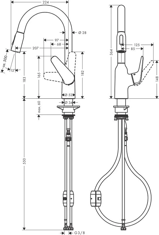 Смеситель Hansgrohe Focus M42, Eco 71862000, для кухонной мойки, с вытяжным изливом, цвет хром - Gidratop.ru изображение