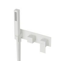 PORTA-VDM2-BIO Встраиваемый смеситель для ванны и душа однорычажный, на 3 выхода, в комплекте с ручным душем, исполнение хром белый матовый