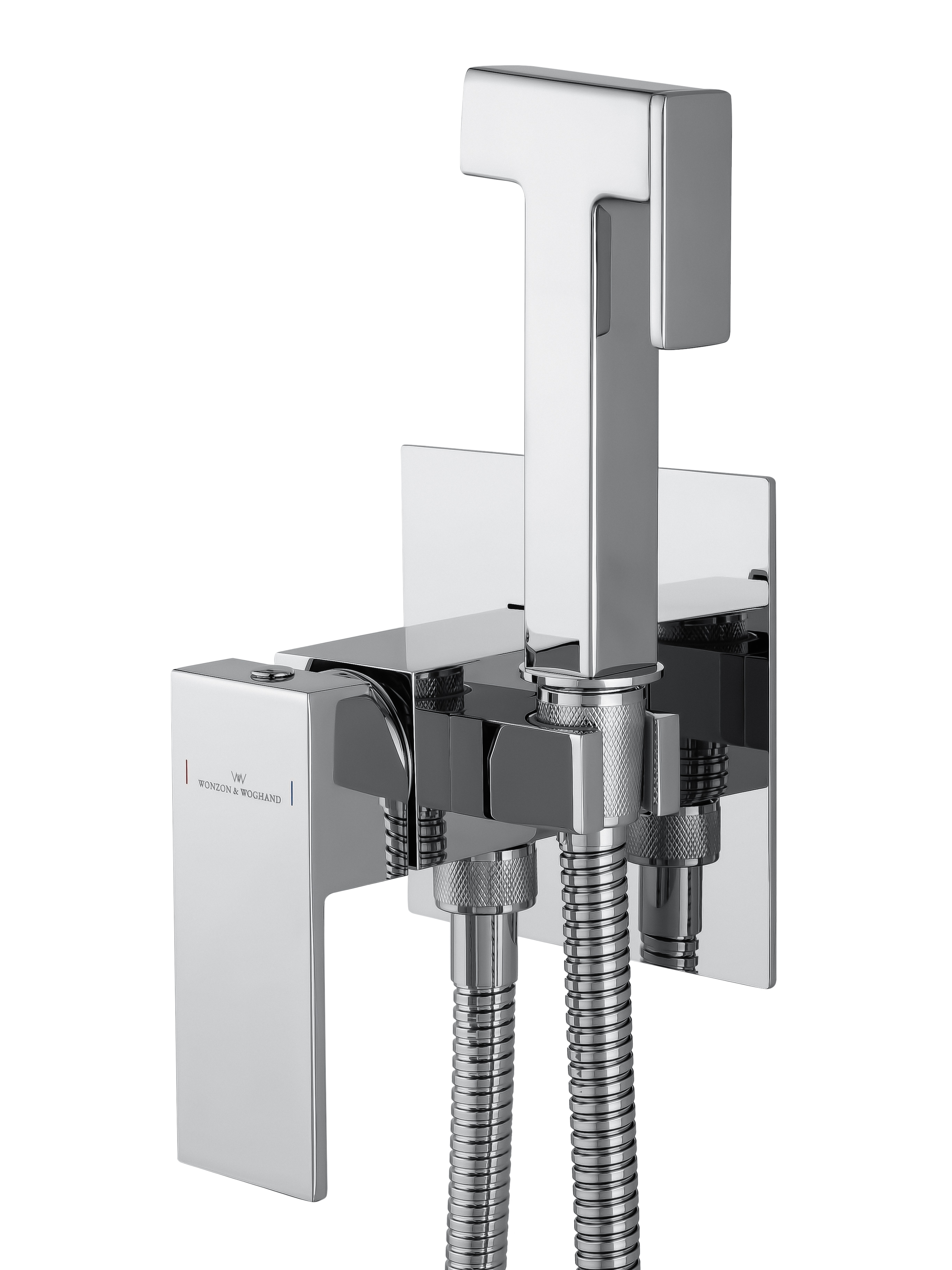 Смеситель с гигиеническим душем встраиваемый WONZON & WOGHAND CUBE, Хром (WW-88829016-CR) - Gidratop.ru изображение