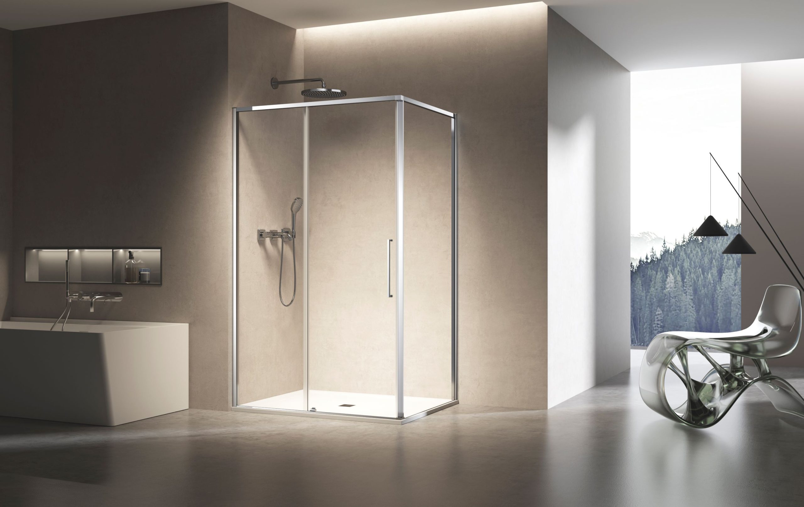 Душевой уголок Slim 8mm VSR-6SL9011CL, 1100*900, хром, стекло прозрачное - Gidratop.ru изображение