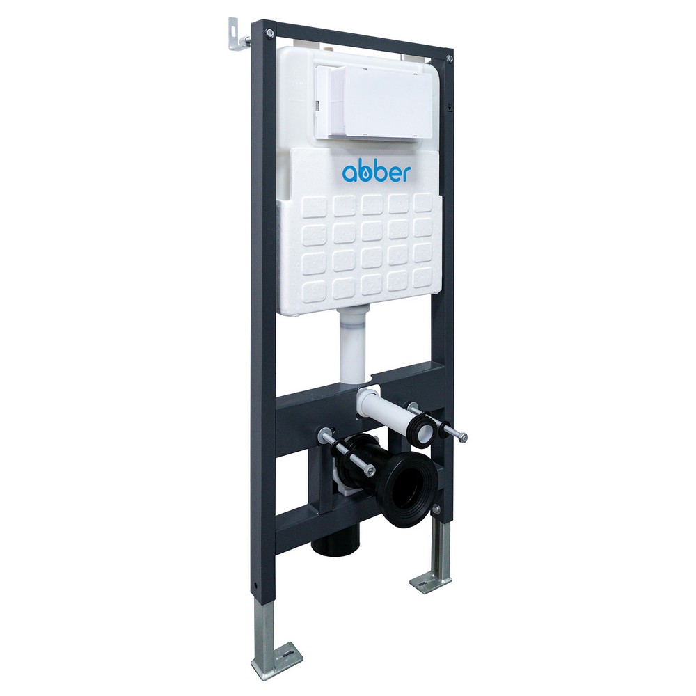 Комплект подвесной унитаз ABBER Rechteck AC1201MB черный матовый с инсталляцией AC0105 и кнопкой AC0121NG никель - Gidratop.ru изображение