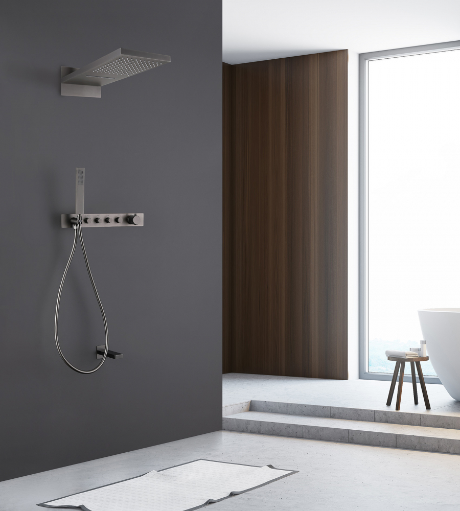 Душевая система ABBER Rund AF8753NG скрытого монтажа с изливом, термостат, никель - Gidratop.ru изображение