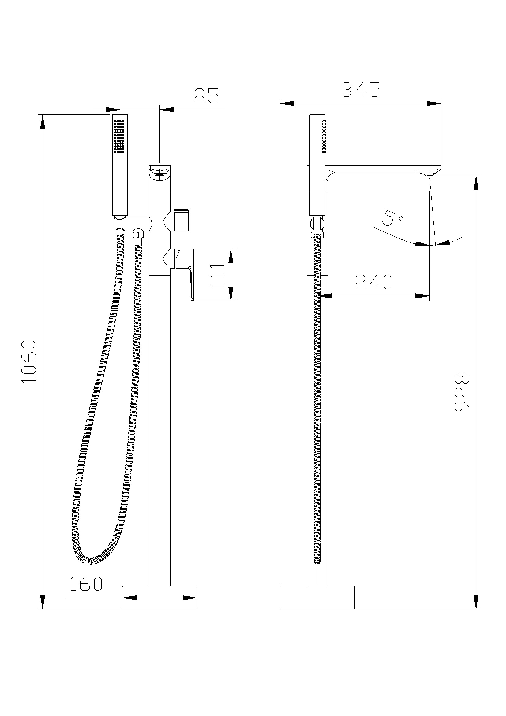 LUX-VDP-01 Напольный смеситель для ванны, хром - Gidratop.ru изображение
