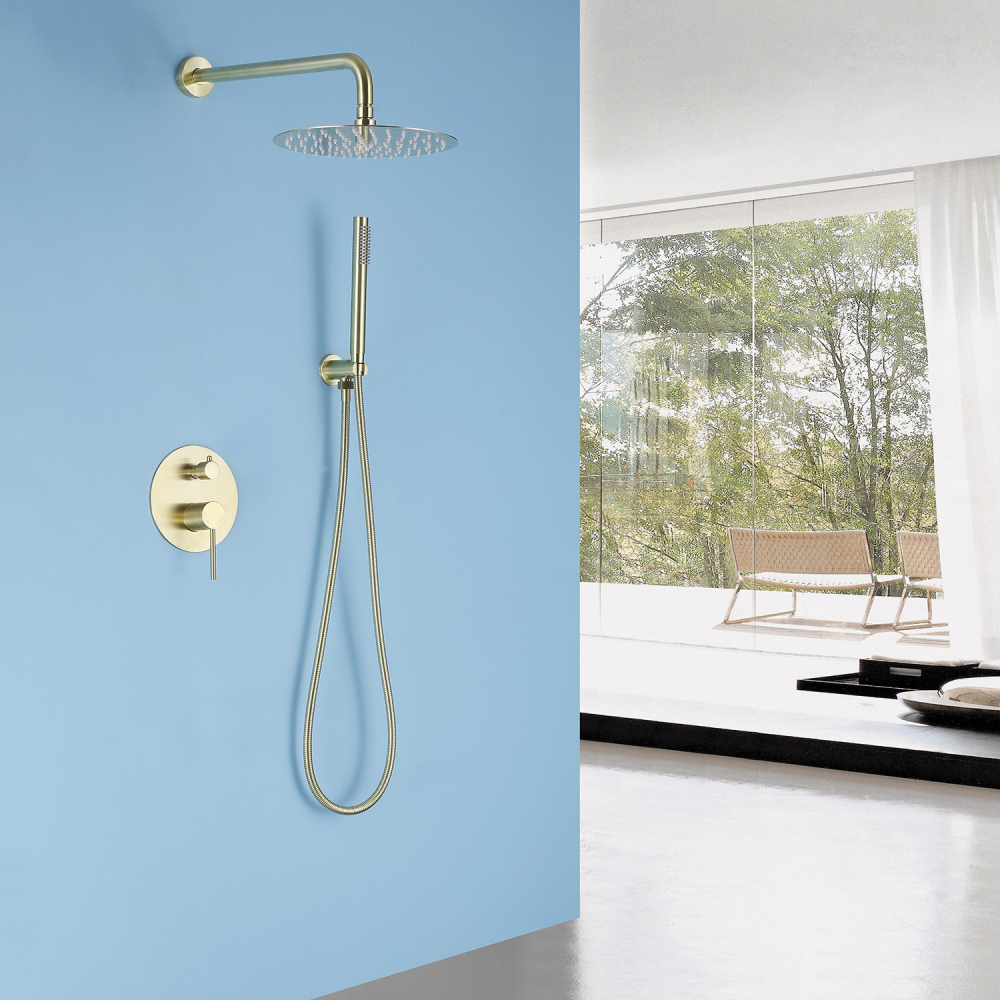 Душевая система ABBER Emotion AF8818G скрытого монтажа без излива, золото матовое - Gidratop.ru изображение