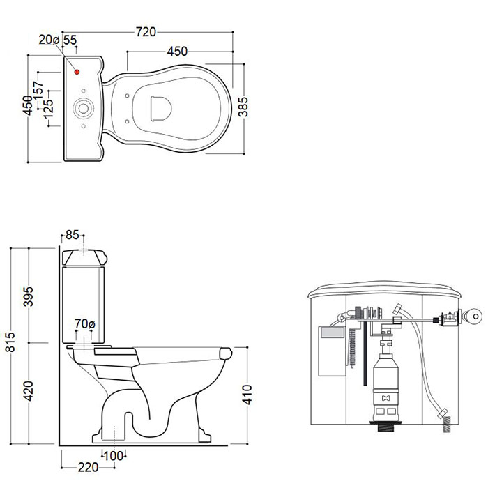 Унитаз 72х38.5см., моноблок, слив в пол, ручка смыва справа, цвет: белый - Gidratop.ru изображение