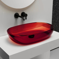 Раковина накладная прозрачная ABBER Kristall AT2805Rubin красная - Gidratop.ru изображение