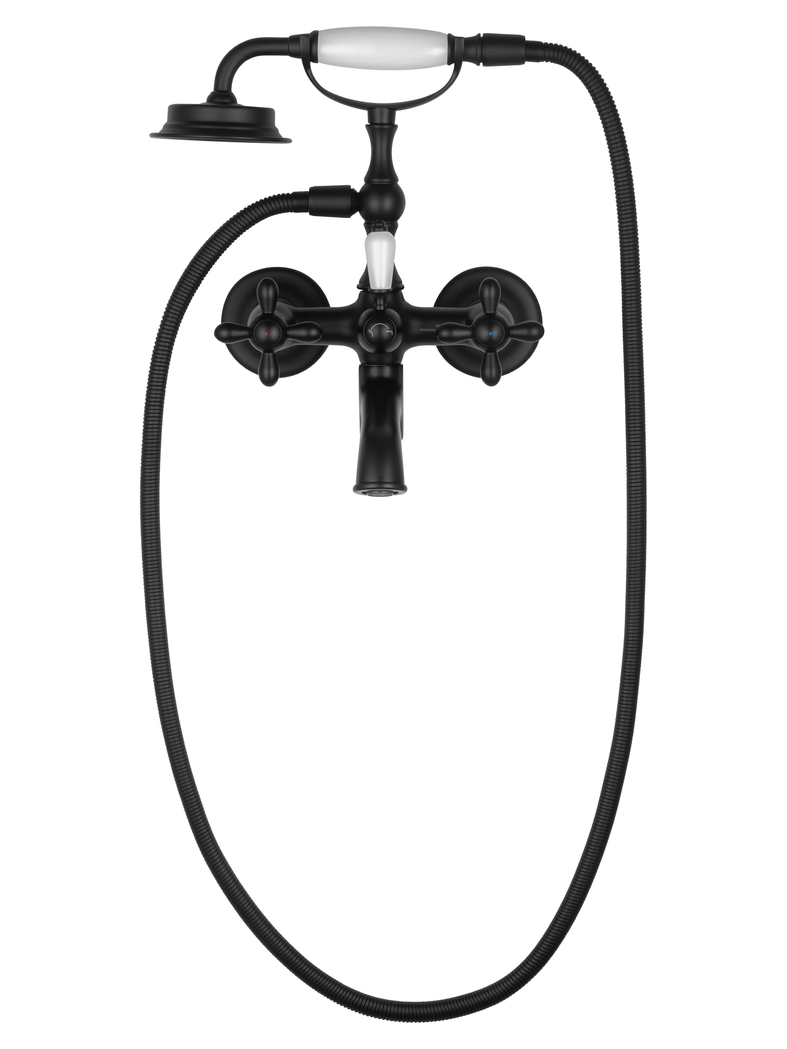 Смеситель для ванны с душем WONZON & WOGHAND RETRO, Черный матовый (WW-88639020-MB) - Gidratop.ru изображение