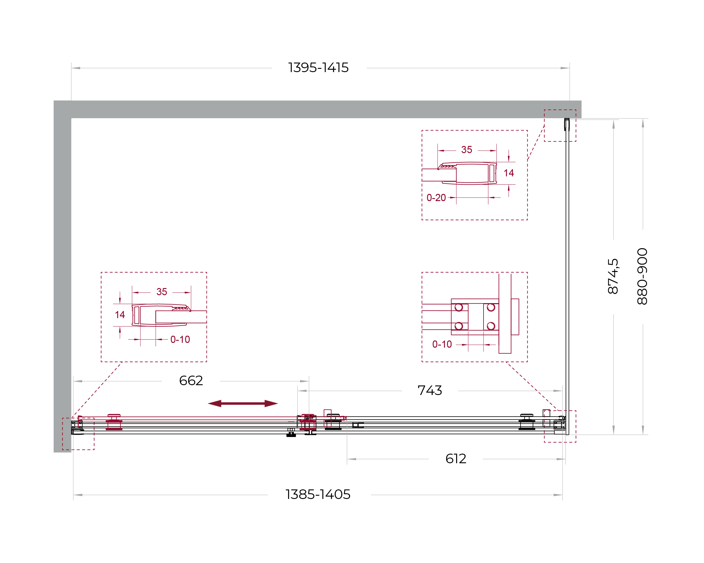 Душевой уголок BelBagno SOFT_CLOSE-2-AH-1-140/90-C-GM - Gidratop.ru изображение