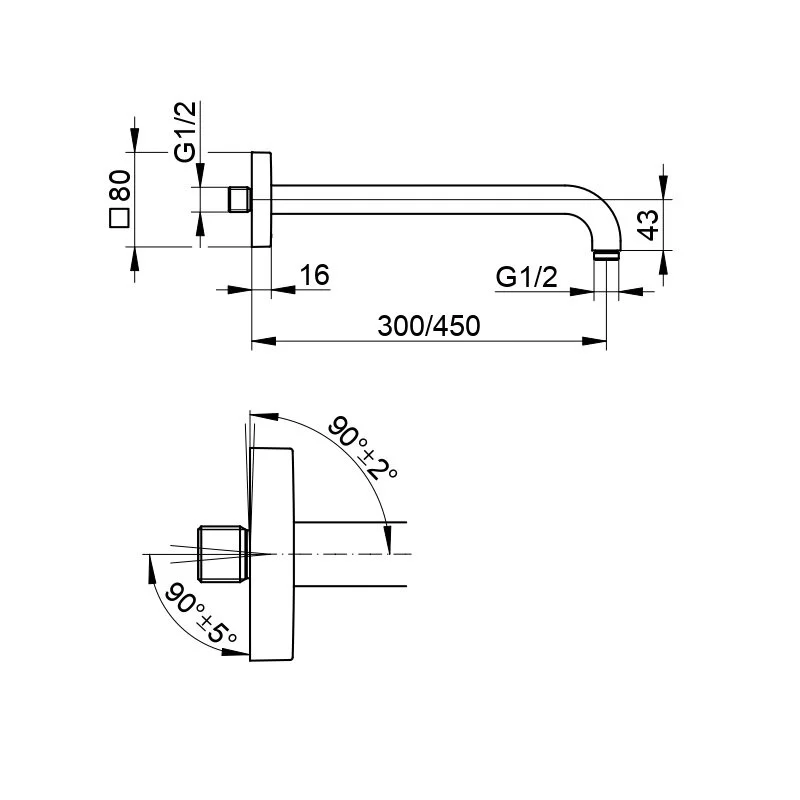 Держатель для верхнего душа Keuco Edition 300 53088370302, 30 см, цвет черный матовый - Gidratop.ru изображение