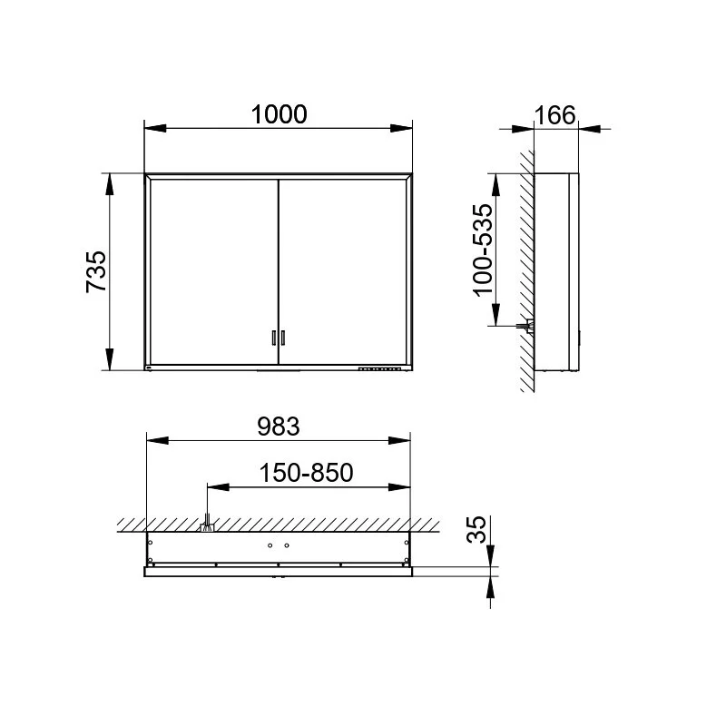 Зеркальный шкаф Keuco Royal Lumos 14304172301, 100 см, с подсветкой, серебристый анодированный/белое стекло - Gidratop.ru изображение